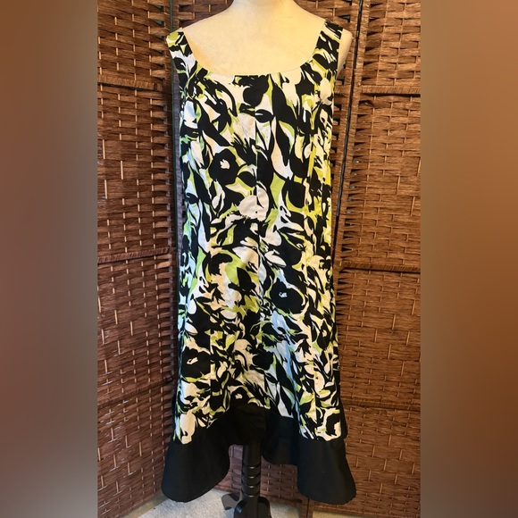 Jessica Howard 14W Dress Lime Green Black White Summer Spring Vacation - Picture 2 of 13